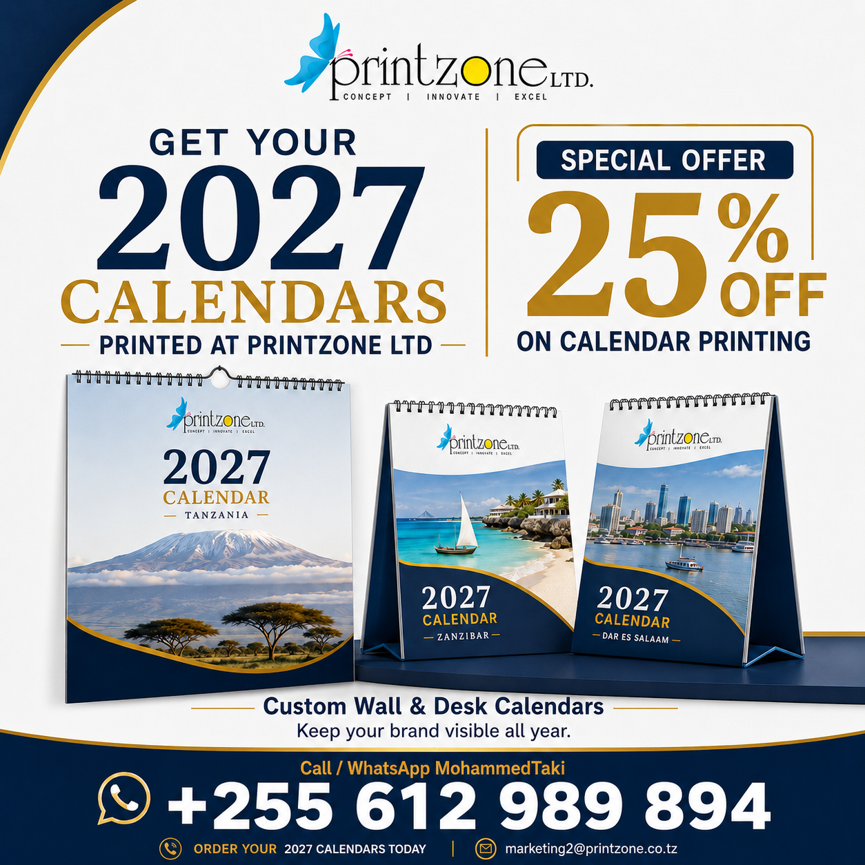 Custom wall and desk calendars